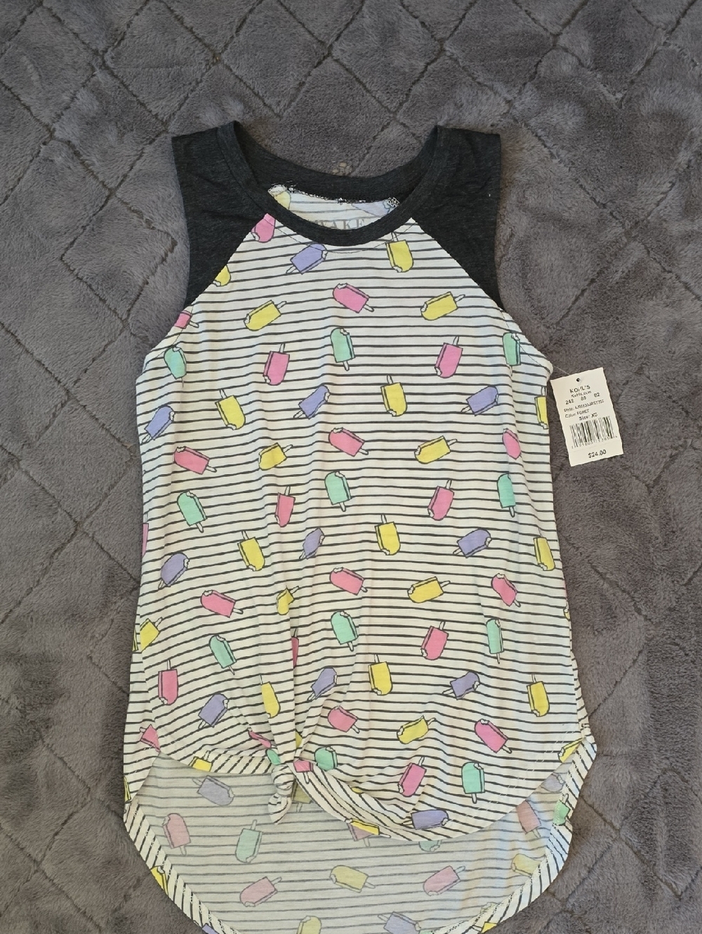 Sleeveless Ice Cream Print Tank Top - Multicolor